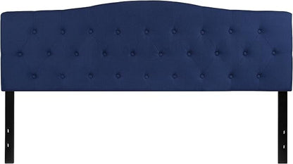 EMMA + OLIVER Tufted Upholstered King Size Headboard in Navy Fabric