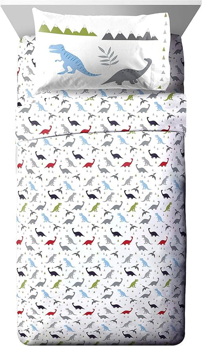 Jay Franco Trend Collector Dinosaur Roar 7 Piece Full Bed Set - Includes Comforter & Sheet Set - Super Soft Fade Resistant Microfiber Bedding