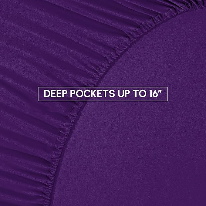 Elegant Comfort 8-Piece Pinch Pleated Comforter Set - All Season Complete Bed in a Bag, Includes 4pc Smart Sheet Set, Bed Skirt, Comforter, Matching Pillowcases and Shams, King/Cal King, Purple