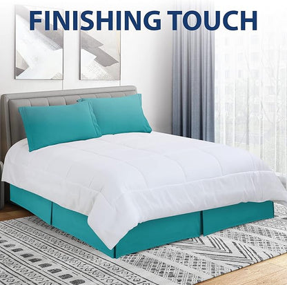 Cathay Home Double Brushed Microfiber Pleated Easy Fit Bed Skirt, Ultra Soft, Fade and Wrinkle Resistant - Larkspur Blue, Full