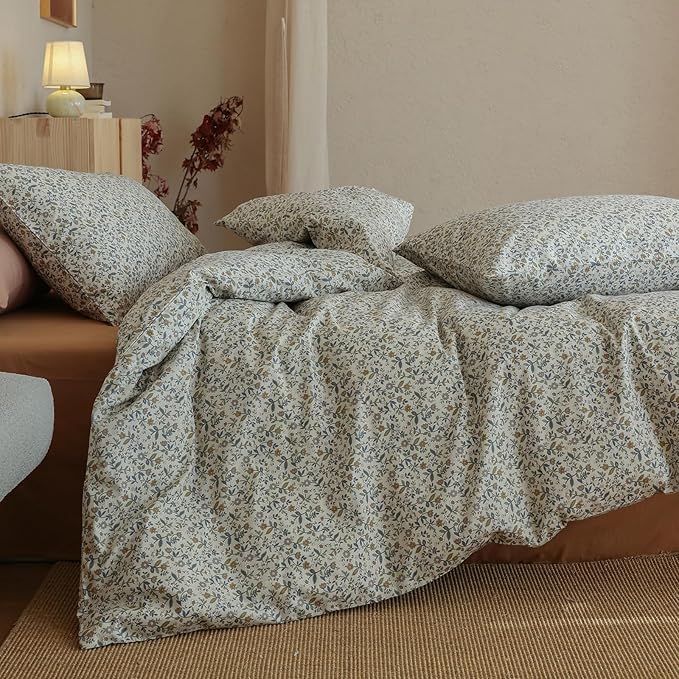 Floral Comforter Full Size Set Lightweight Girls Bedding Set Down Alternative Boho Cotton Cozy Bedding Comforter Sets Cute Fluffy Soft All Season Bed Comforter with 2 Pillowcases