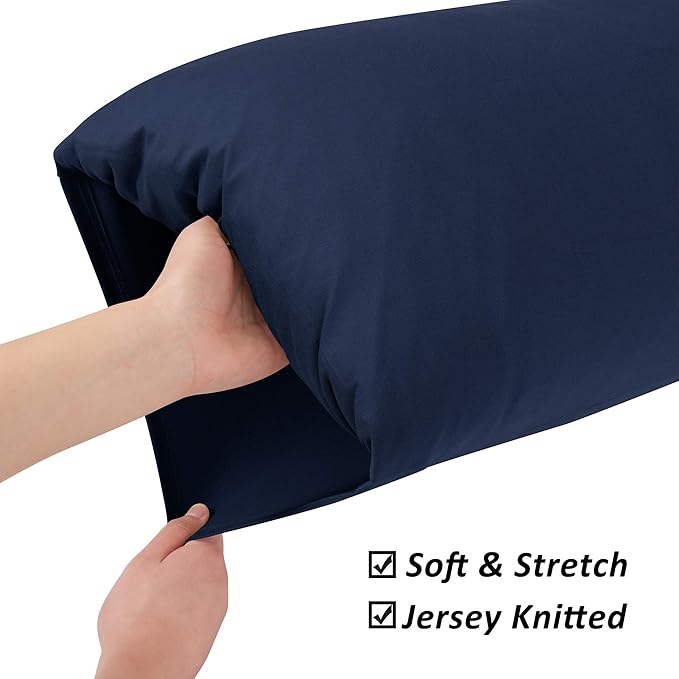 Stretch Pillowcases - Micro Jersey Knit & Ultra Soft, Standard Size - Set of 2 Pillow Cases, Navy
