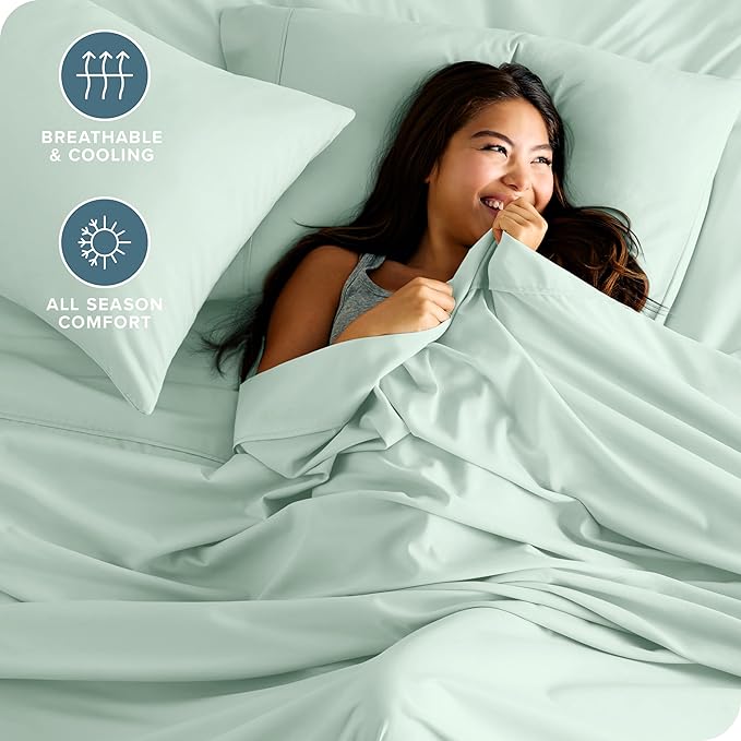 Bare Home Twin XL Sheet Set - 1800 Ultra-Soft Microfiber Twin Extra Long Bed Sheets - Double Brushed - Deep Pockets - Easy Fit - 3 Piece Set - Bedding Sheets & Pillowcases (Twin XL, Spring Mint)
