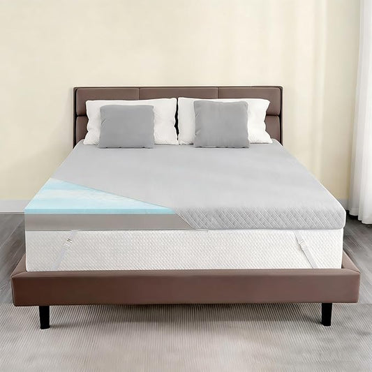 Extra Firm Mattress Topper Queen, 4 Inch High-Density Firm Mattress Pad for Back Pain Relief, Bed Topper with Removable Cover, No Smell, No Slip, CertiPUR-US Certified, 79" x 59"