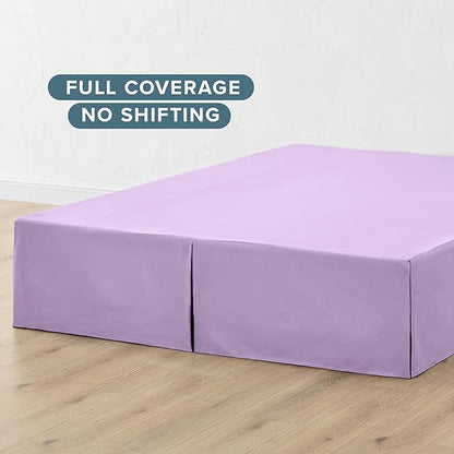 Bare Home Kids Twin Bed Skirt - 15-Inch Tailored Drop Easy Fit - Bed Skirt for Beds - Center & Corner Pleats (Twin, Lavender)