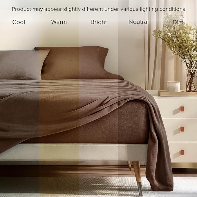 Bare Home Super Soft Fleece Sheet Set - Twin Extra Long Size - Extra Plush Polar Fleece, No-Pilling Bed Sheets - All Season Cozy Warmth (Twin XL, Cocoa)