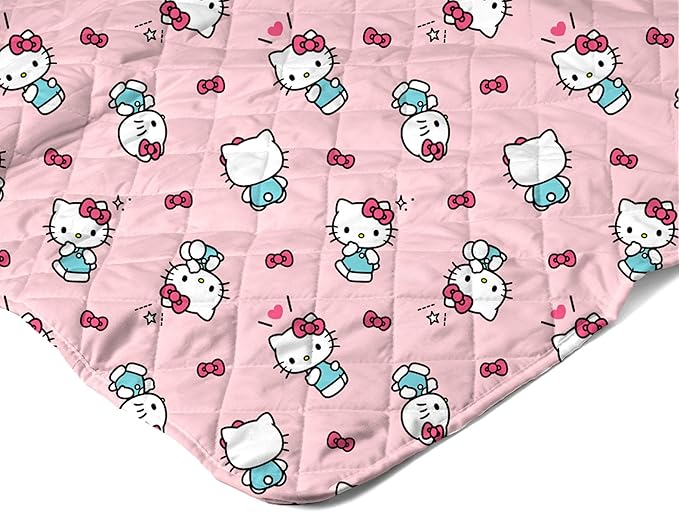 Northwest Hello Kitty Sweet As Can Be Quilted Throw, Comfy Throw, Adults Boys Girls, Soft Lightweight for Chair or Couch, 60 x 80 Inches