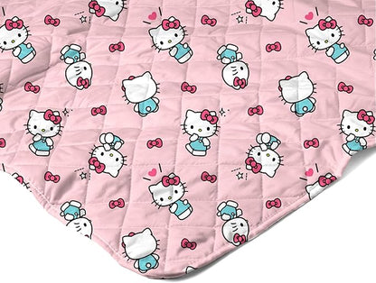 Northwest Hello Kitty Sweet As Can Be Quilted Throw, Comfy Throw, Adults Boys Girls, Soft Lightweight for Chair or Couch, 60 x 80 Inches
