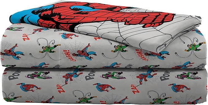 Jay Franco Spiderman Spidey VS 5 Piece Twin Size Bed Set - Includes Comforter & Sheet Set Bedding - Super Soft Fade Resistant Microfiber (Official Marvel Product)