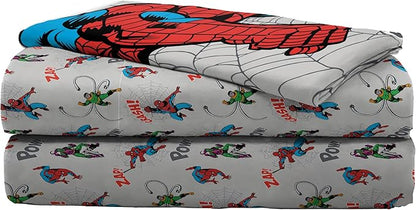 Jay Franco Spiderman Spidey VS 5 Piece Twin Size Bed Set - Includes Comforter & Sheet Set Bedding - Super Soft Fade Resistant Microfiber (Official Marvel Product)