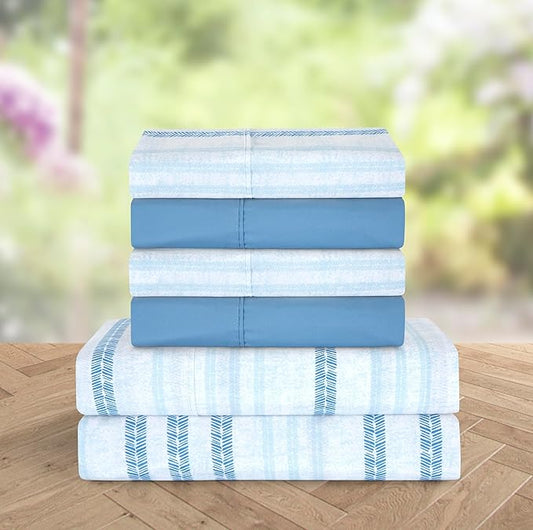 Elegant Comfort Softest and Coziest 4-Piece Sheet Set - 1500 Premium Hotel Quality Microfiber - Deep Pocket, Wrinkle Resistant 4-Piece Floral Bed Sheet Set, Twin XL, Traci Aqua