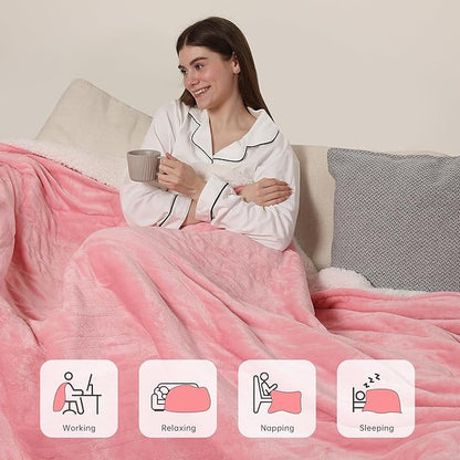 ESTINGO Twin Heated Blanket, 62"x84" Electric Blanket Twin Size with ETL & FCC Certification, Fast Heating Blanket with 5 temperatures & 10 Hours Auto Off, Machine Washable, Pale Pink