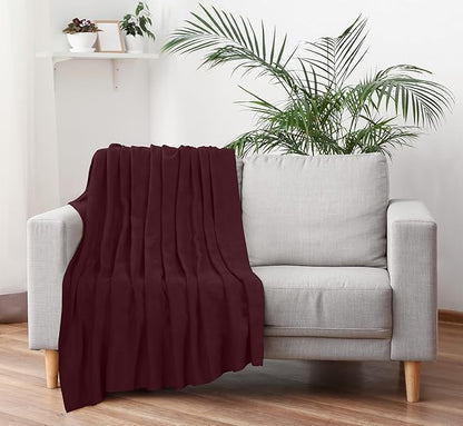 Utopia Bedding Burgundy 100% Cotton Blanket [Twin Size - 90x72 Inch] Lightweight, Soft and Breathable Thermal Blanket for All Seasons