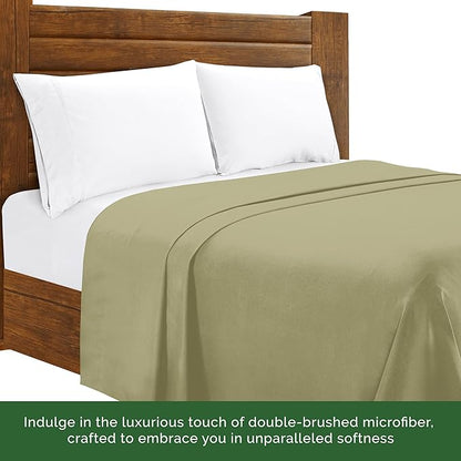 Luxury Flat Sheet on Amazon Elegant Comfort Wrinkle-Free 1500 Premier Hotel Quality 1-Piece Flat Sheet, King Size, Sage