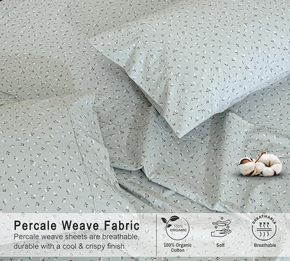 RUVANTI 100% Organic Cotton Sheets California King, Percale Weave, GOTS Certified, 4-Piece Set, Deep Pocket 13", Crisp & Breathable, Soft Durable Bedding, Sábanas Algodón Orgánico – Bud Club