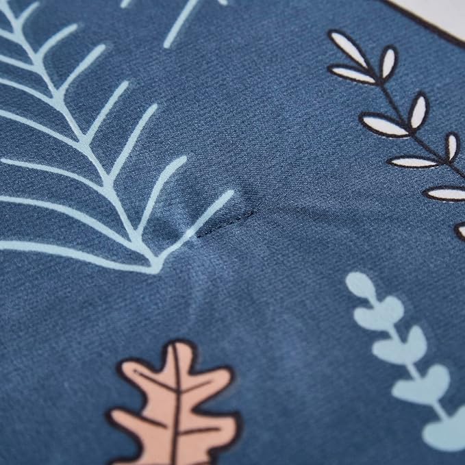 CLOTHKNOW Kids Queen Comforter Set Blue Animal Bedding Comforter Sets Soft Cartoon Forest Fox Rabbit Comforter with 2 x Pillow Cases