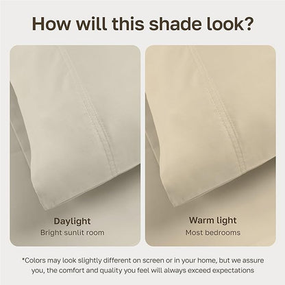 California Design Den Queen Size Sheet Set - Luxury 600 Thread Count Sateen, 100% Cotton Sheets, Deep Pockets, All Around Elastic for a Snug Fit, Hotel Quality Bedding Set - Ivory (Warm Cream)