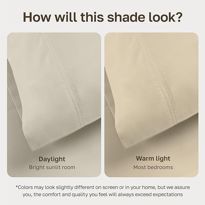 California Design Den Split King Sheet Set - 100% Cotton, 600 Thread Count Sateen, Breathable Luxury King Size Sheets for Adjustable Bed, Luxury Soft Hotel Quality Sheets - Ivory (Warm Cream)