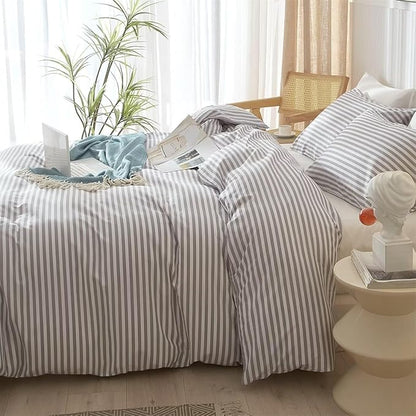 LifeTB Grey Striped Comforter Set Full Modern Style Stripes Pattern Comforter for Men Boy Teen Geometric Grey White Stripe Printed Boho Bedding Comforter for All Season Fluffy Soft Full Comforter Set