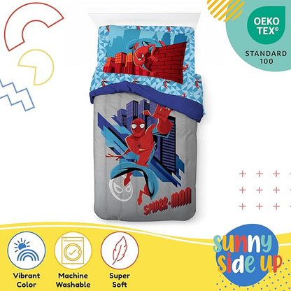 Sunny Side Up Kids Comforter Set Includes Sheets and Pillow Covers - Soft and Cozy Bed Set for Stylish Room Decor, Gray - Spiderman, 5 Piece Twin Bedding
