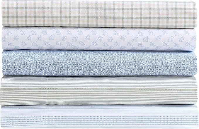 Nautica - Twin XL Size Sheets Set, Crisp & Tailored Striped Bedding with a Smooth Cotton Percale, Bed Sheets with Matching Pillowcase & Fitted Sheet (Tayleur Stripe Blue)