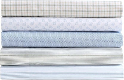 Nautica - King Size Sheets Set, Crisp & Tailored Floral Bedding with a Smooth Cotton Percale, Bed Sheets with Matching Pillowcases & Fitted Sheet (Geo Floral Blue)
