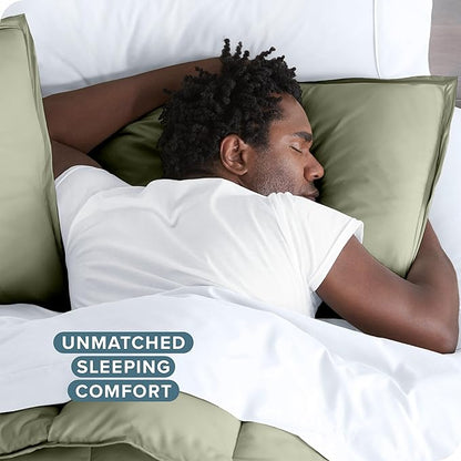 Bare Home Bedding Duvet Cover Oversized Queen - Premium 1800 Super Soft Collection - Lightweight, Cooling - Soft Breathable Bedding Duvet Cover (Oversized Queen, Sage)