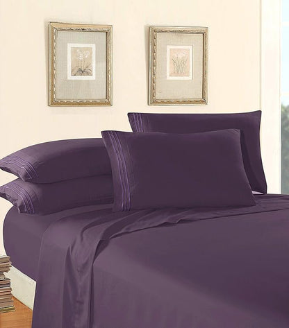Elegant Comfort Luxury Soft 1500 Premier Egyptian 4-Piece Premium Hotel Quality Wrinkle Resistant Coziest Bedding Set, All Around Elastic Fitted Sheet, Deep Pocket up to 16inch, Full, Purple