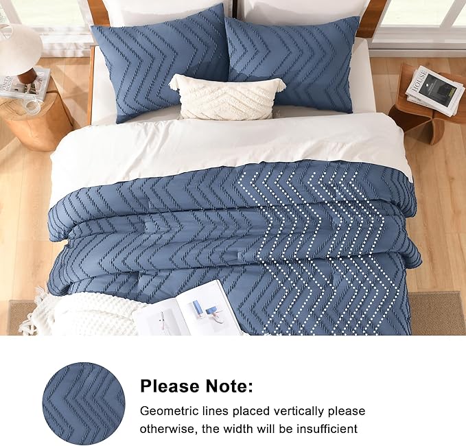 Litanika Ocean Blue King Comforter Set, 3 Pieces Lightweight Tufted Bedding Sets, Down Alternative Comforter Fluffy Bed Set Gift Choice