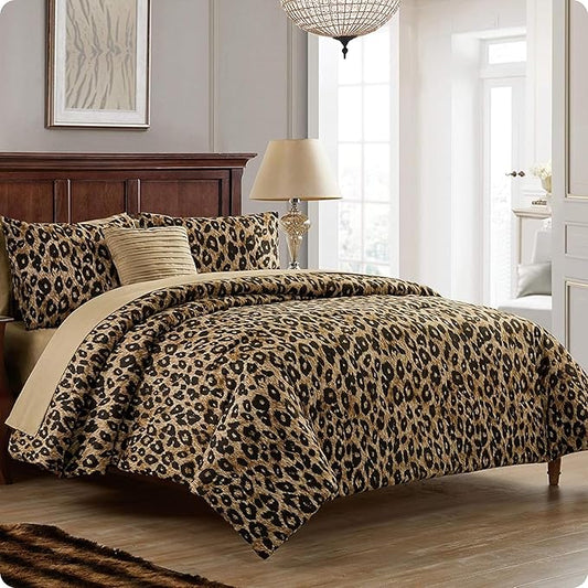 VCNY Home Bed in a Bag 8-Piece Bedding Set - King Size | Cheetah Print Shams, Decorative Pillows & Pillowcases | Elevate Your Home Decor | Luxurious, Soft & Cozy | No-Wrinkle Microfiber Polyester