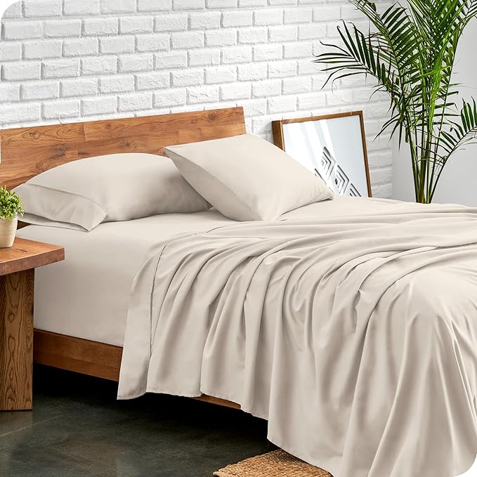 Bare Home Full XL Sheet Set - 1800 Ultra-Soft Microfiber Full Extra Long Bed Sheets - Double Brushed - Deep Pockets - Easy Fit - 4 Piece Set - Bedding Sheets & Pillowcases (Full XL, Wheat)
