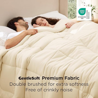 Bedsure Comforter Duvet Insert - Quilted Comforters Oversized King, All Season Duvet, GentleSoft Down Alternative Bedding, with 8 Tabs, Gifts for Women/Men, Cream,Oversized King 116 x 98 Inches