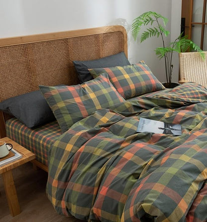 VM VOUGEMARKET Twin XL Comforter Set Modern Style Plaid Comforter Set Teen Boys Geometric Grid Bedding Comforter Set for All Seasons-68 x90