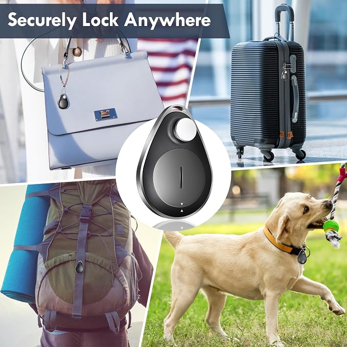 lulaven GPS Tracker for Kids 4 Pack, Magnetic Unlocker Tool, Hidden Anti-Removal Pin Tag, Works with Apple Find My (iOS only), No Monthly Fee, Tracking Device for Children Elderly Pets Backpack
