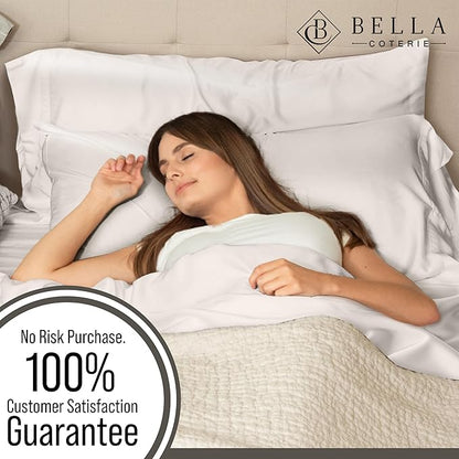 Bella Coterie Luxury Bamboo Viscose 34” Split Top King Size Sheet Set | 1 Fitted Sheet for Sleep Number & Adjustable Beds | 100% Organically Grown | Cooling & Soft | 18” Deep Pocket [Vanilla Cream]
