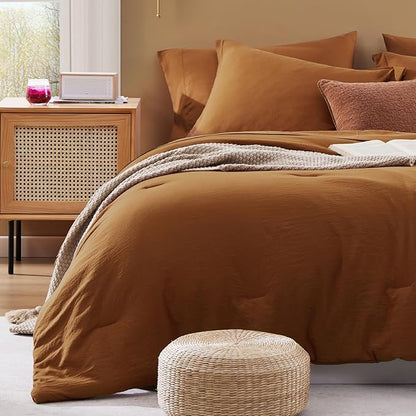 WRENSONGE Super King Plus Comforter Set- 7 Pieces Terracotta Bed in a Bag Super King Plus with Fitted Sheet, Flat Sheet, 2 Shams, and 2 Pillowcases- Warm Bedding Sets for All Season