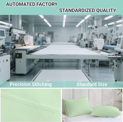 ZPECC Pillow Cases Standard Size Set of 4, 20x26 Envelope Closure Pillowcases, Soft Plain Brushed Microfiber Covers Hypoallergenic Breathable, Sage Green