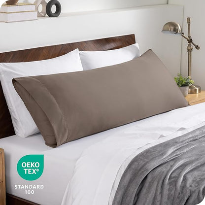 Bare Home Microfiber Body Pillow Cover with Envelope Closure Taupe