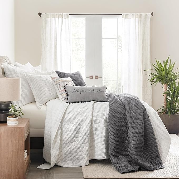 Levtex Home - Mills Waffle - Twin Quilt Set - Charcoal Cotton Waffle - Quilt Size (68 x 86in.), Sham Size (26 x 20in.)