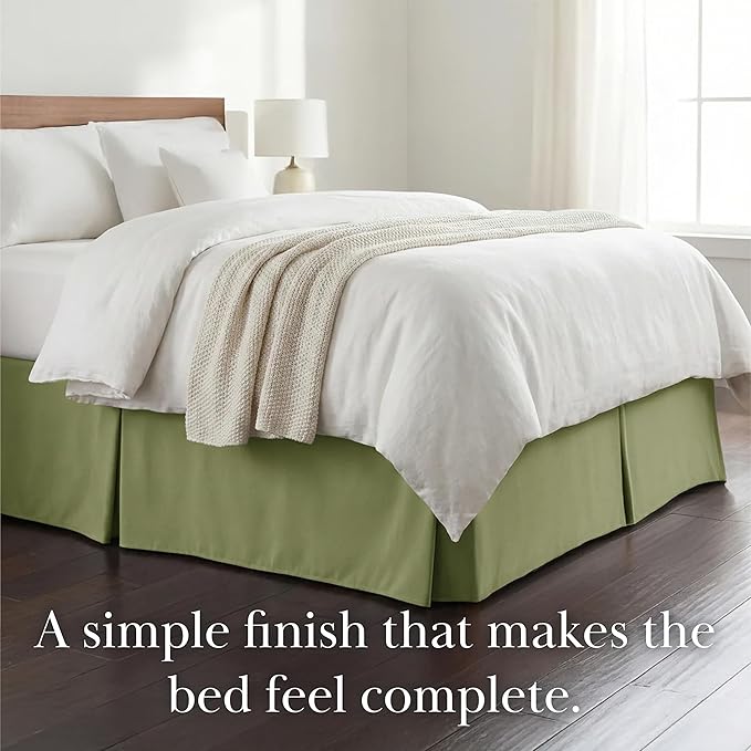 Southshore Fine Living, Inc. Queen Bed Skirt 14 Inch Drop, Pleated Sage Green Bed Skirt, Microfiber Dust Ruffle Queen Size, Wrinkle Free, Hides Underbed Storage and Box Springs, Oeko-Tex, Sage Green