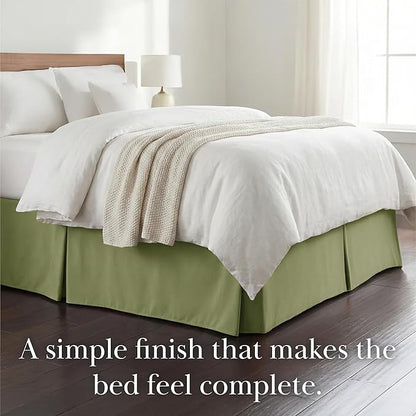 Southshore Fine Living, Inc. Queen Bed Skirt 14 Inch Drop, Pleated Sage Green Bed Skirt, Microfiber Dust Ruffle Queen Size, Wrinkle Free, Hides Underbed Storage and Box Springs, Oeko-Tex, Sage Green