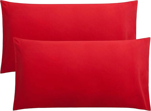 FLXXIE King Pillow Cases Set of 2, Soft Microfiber Pillow Covers with Envelope Closure, Wrinkle, Fade and Stain Resistant Pillowcases, 20x36, Red