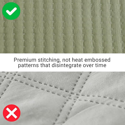 WRENSONGE Olive Green California/Oversized King Size Quilt Bedding Set with 2 Pillow Shams -3 Pieces Lightweight Soft Bedspreads Coverlet for All Season