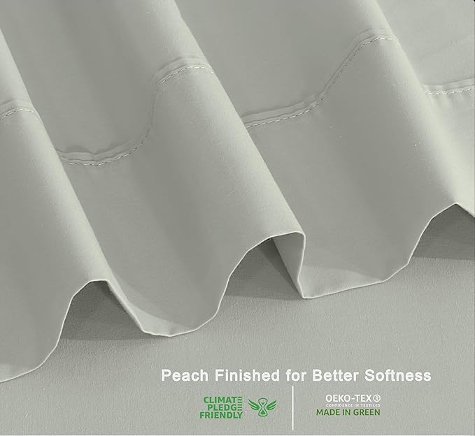 RUVANTI 100% Organic Cotton Sheets Twin XL, Percale Weave, GOTS Certified, 3-Piece Set, Deep Pocket 15", Crisp & Breathable, Soft Durable Bedding, Sábanas Algodón Orgánico – Mineral Gray
