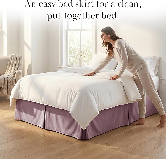 Southshore Fine Living, Inc. Hotel Quality Twin Bed Skirt - 15" Drop, Elegant Pleated Design, Premium Dust Ruffle/Twin Size Bed Skirt, Easy Care, Luxury Bed Skirt Twin Size, Lavender