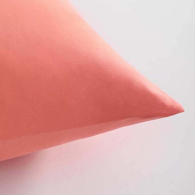 FLXXIE Pillow Cases Queen, Soft Microfiber Pillow Covers with Envelope Closure, Wrinkle Resistant Pillowcases, 2 Piece Set, 20x30, Coral