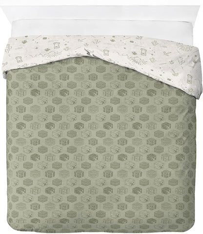 Jay Franco Kids Duvet Cover Set with Sham & Pillowcase – Ultra-Soft Bedding for Room Decor, Cover ONLY Comforter NOT Included, White - Minecraft, 3 Piece Queen