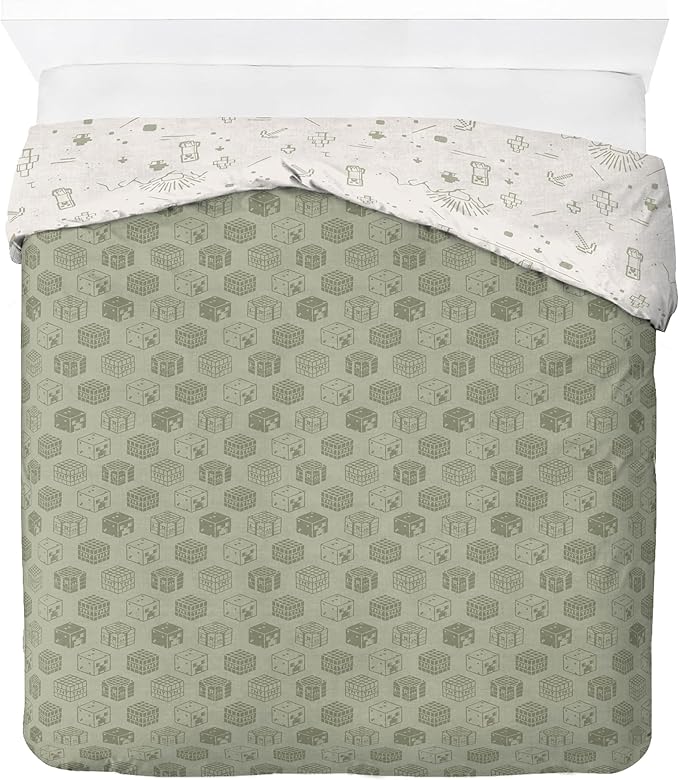 Jay Franco Kids Duvet Cover Set with Sham & Pillowcase – Ultra-Soft Bedding for Room Decor, Cover ONLY Comforter NOT Included, White - Minecraft, 3 Piece Full