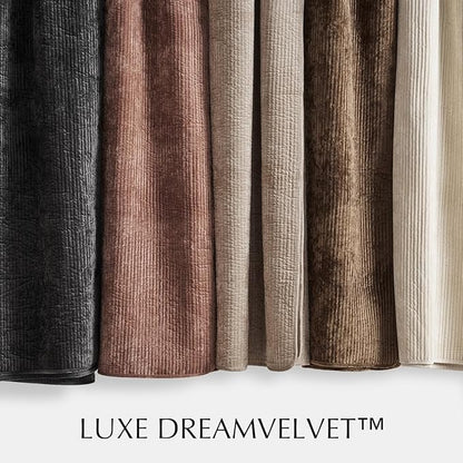 EVERGRACE Velvet Quilt Set Queen Size, Luxurious Soft Quilted Bedding Sets, Lightweight Velvet Comforter for All Season, Striped Channel Bedspread Coverlet with 2 Shams, Washed Black