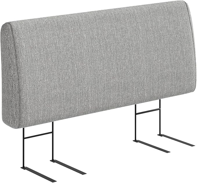 4.7” Upholstered Headboard for Full Size Bed, No Drill Needed, 5 Min Assembly, Headboard for 8–14 Inch Mattress, Perfect for Renters Dorm Kids Pet, Linen Gray